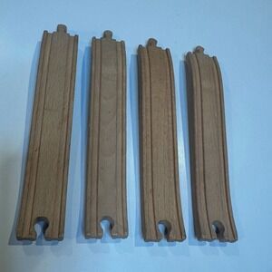Brio Wooden Train Track Slight Curve Pieces Lot of 4 Long Curved Railway Tracks